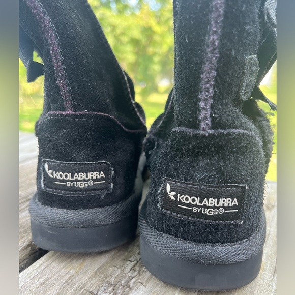 Black Ugg Boots Girls Sz 12 KOOLABURRA by UGG Black Suede, Fuzzy Lining Inside - Picture 13 of 14